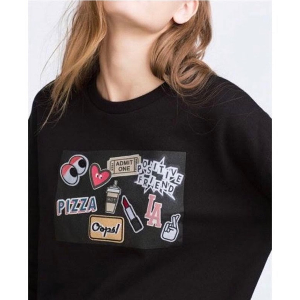 Zara Trafaluc Patches Graphic Sweater